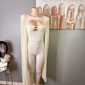 Fashion Nova, Xs, Sequin Nude jumpsuit